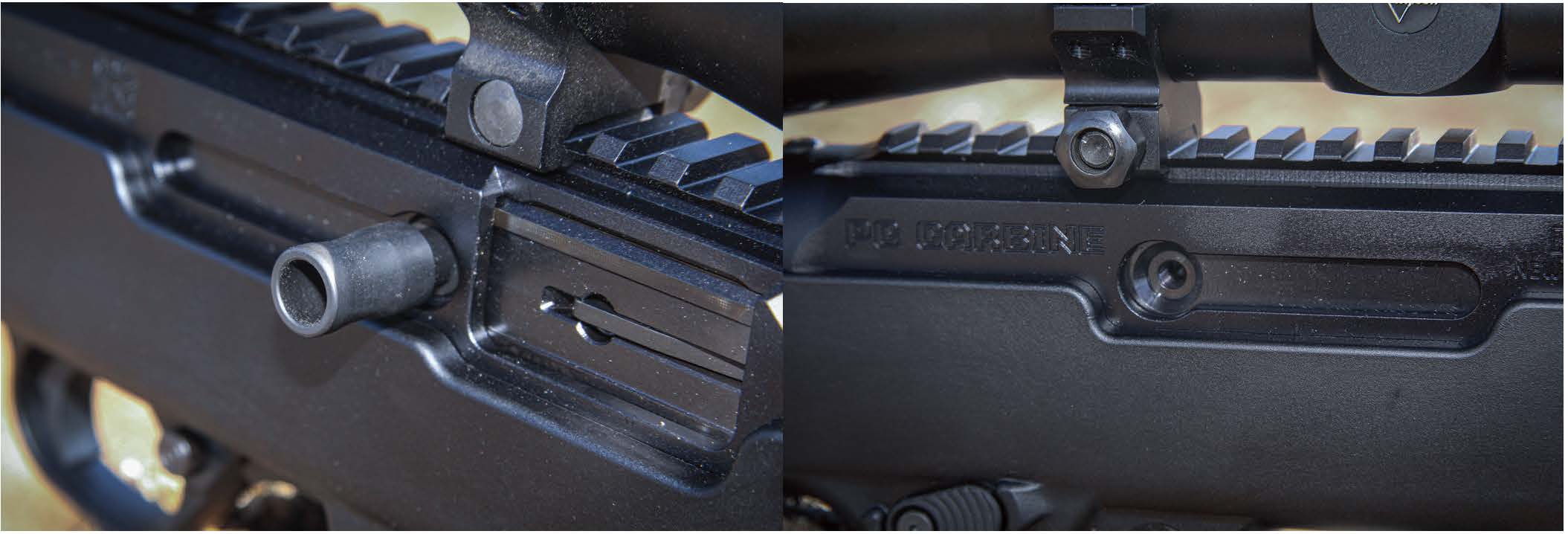 The charging handle of the Ruger PC Carbine can be moved from the right to the left as desired. Ruger even supplies a hex wrench to conduct this operation.
